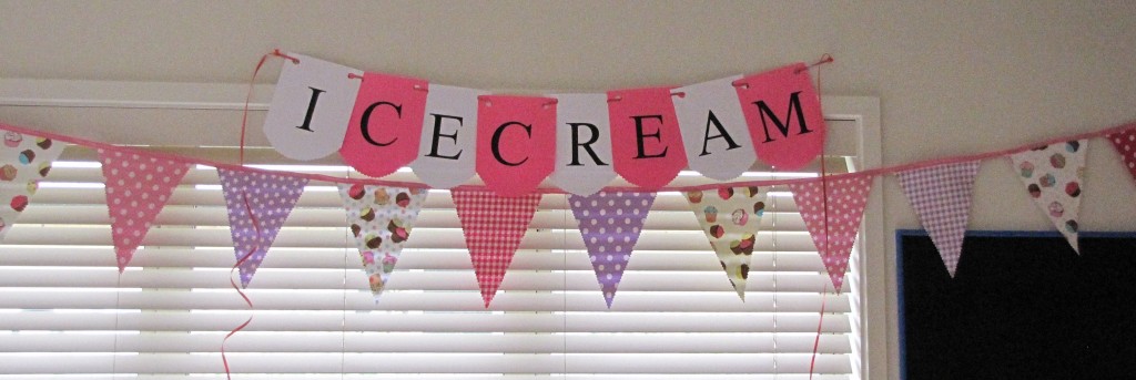 A handmade fabric bunting added atmosphere